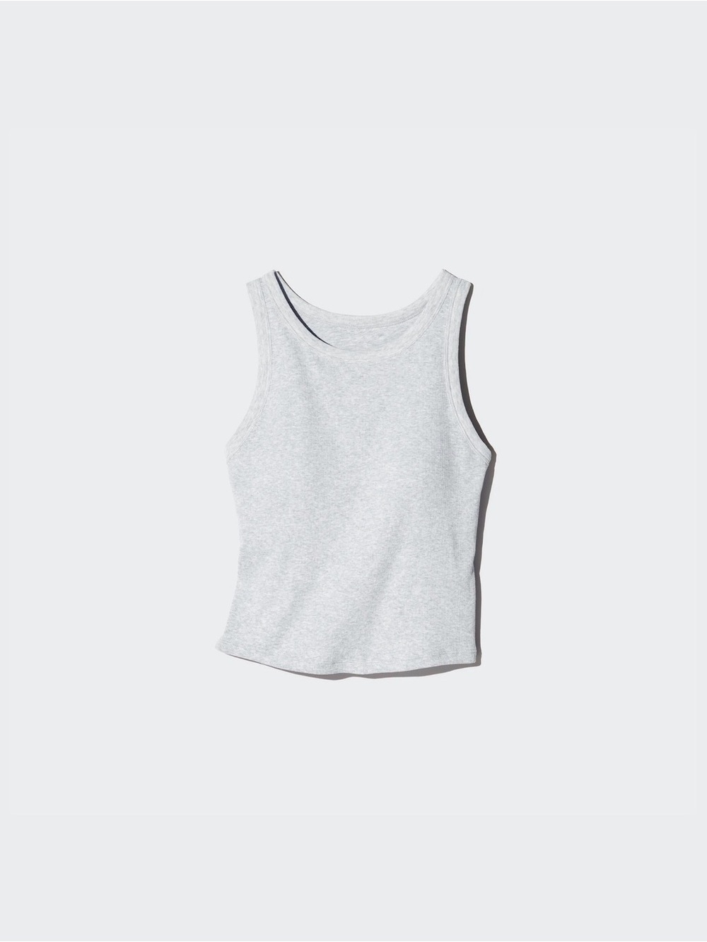 Light Grey Ribbed Tank Top with Built in Bra